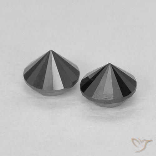 Gemme di Diamante Nero naturale da 0.29 ct, Rotondo, Opaco