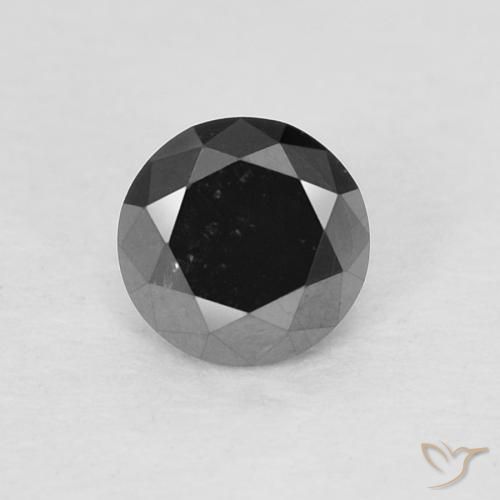 0.22ct Naturale Nero Diamante, Rotondo, Opaco