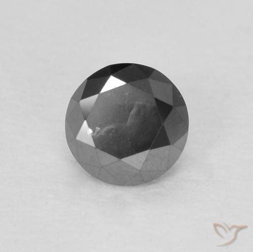 Diamante Nero naturale da 0.22 ct, Rotondo, Opaco