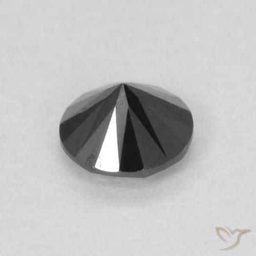 Diamante Nero naturale da 0.12 ct, Rotondo, Opaco