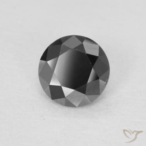 Diamante Nero naturale da 0.19 ct, Rotondo, Opaco