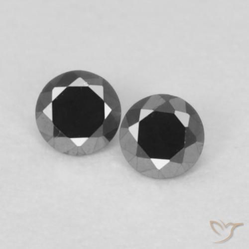 0.09ctw Naturale Nero Diamante, Rotondo, Opaco