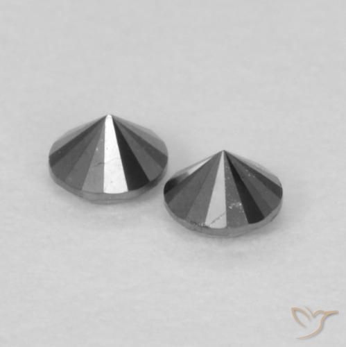 Gemme di Diamante Nero naturale da 0.09 ct, Rotondo, Opaco