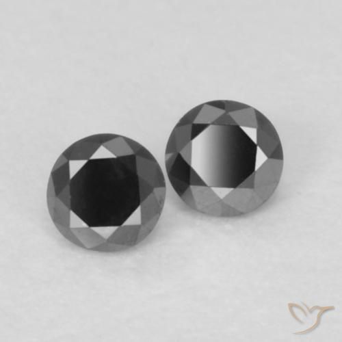 Gemme di Diamante Nero naturale da 0.10 ct, Rotondo, Opaco