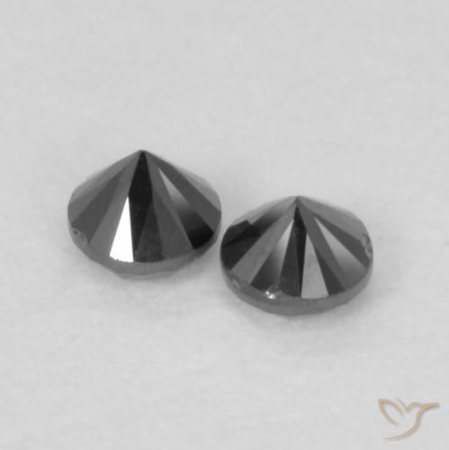 Gemme di Diamante Nero naturale da 0.10 ct, Rotondo, Opaco