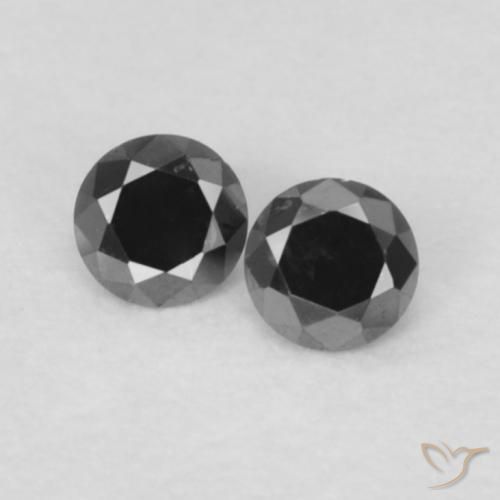 0.09ctw Naturale Nero Diamante, Rotondo, Opaco