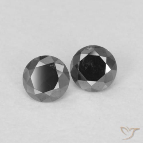 Gemme di Diamante Nero naturale da 0.09 ct, Rotondo, Opaco