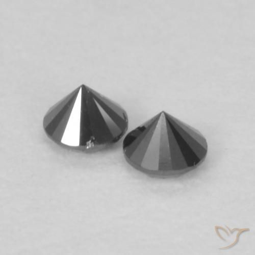 Gemme di Diamante Nero naturale da 0.09 ct, Rotondo, Opaco