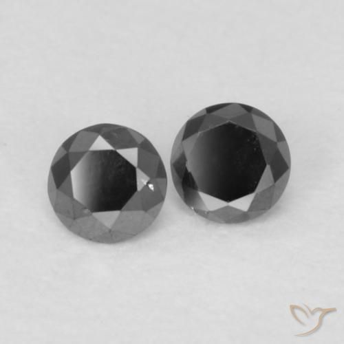 Gemme di Diamante Nero naturale da 0.10 ct, Rotondo, Opaco