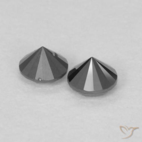 Gemme di Diamante Nero naturale da 0.10 ct, Rotondo, Opaco