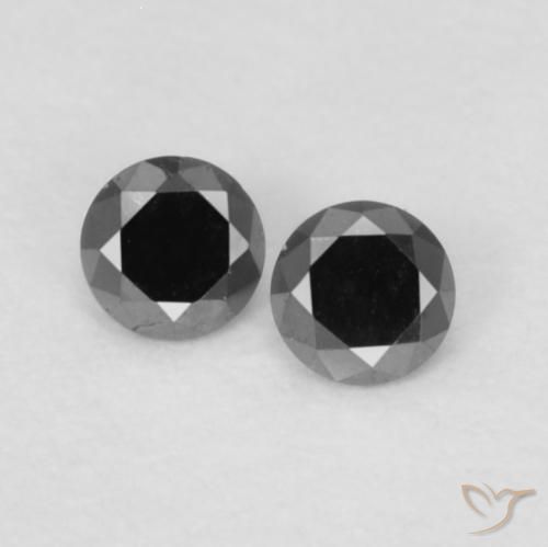 0.09ctw Naturale Nero Diamante, Rotondo, Opaco