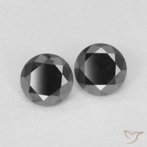 Gemme di Diamante Nero naturale da 0.09 ct, Rotondo, Opaco