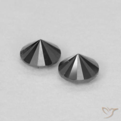 Gemme di Diamante Nero naturale da 0.09 ct, Rotondo, Opaco