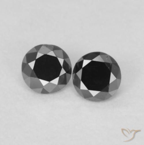 Gemme di Diamante Nero naturale da 0.10 ct, Rotondo, Opaco