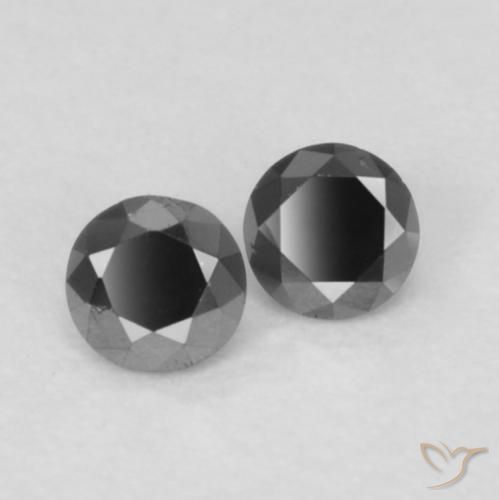 Gemme di Diamante Nero naturale da 0.10 ct, Rotondo, Opaco