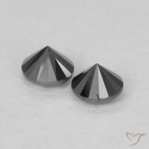 Gemme di Diamante Nero naturale da 0.10 ct, Rotondo, Opaco