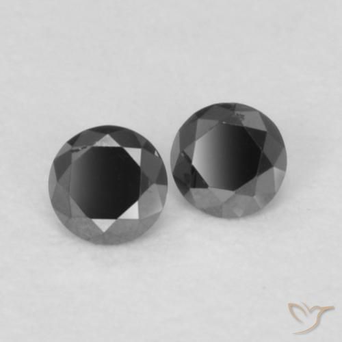 Gemme di Diamante Nero naturale da 0.09 ct, Rotondo, Opaco