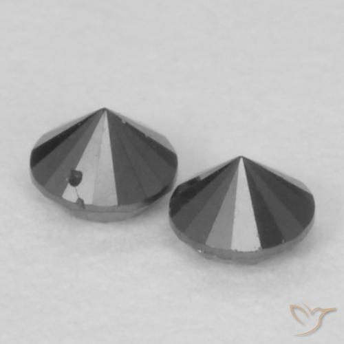 Gemme di Diamante Nero naturale da 0.09 ct, Rotondo, Opaco