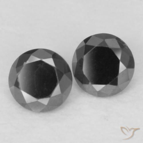 Gemme di Diamante Nero naturale da 0.08 ct, Rotondo, Opaco