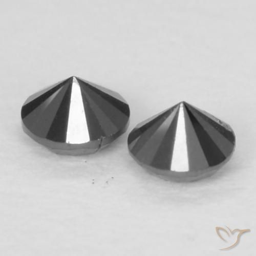 Gemme di Diamante Nero naturale da 0.08 ct, Rotondo, Opaco