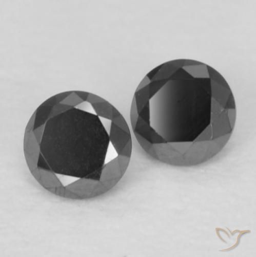 Gemme di Diamante Nero naturale da 0.07 ct, Rotondo, Opaco