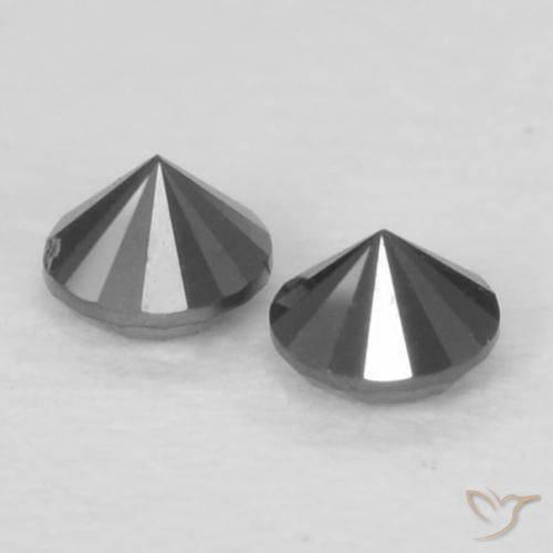 Gemme di Diamante Nero naturale da 0.07 ct, Rotondo, Opaco