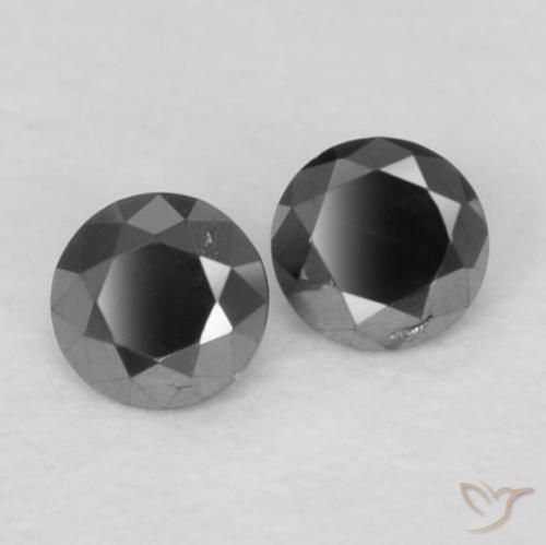 Gemme di Diamante Nero naturale da 0.07 ct, Rotondo, Opaco
