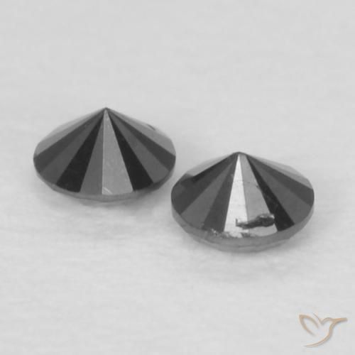 Gemme di Diamante Nero naturale da 0.07 ct, Rotondo, Opaco