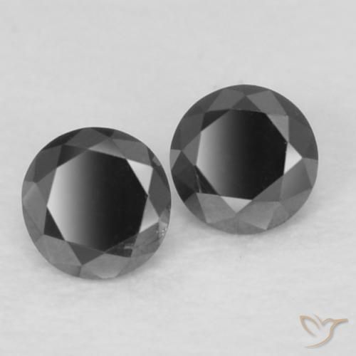 Gemme di Diamante Nero naturale da 0.09 ct, Rotondo, Opaco