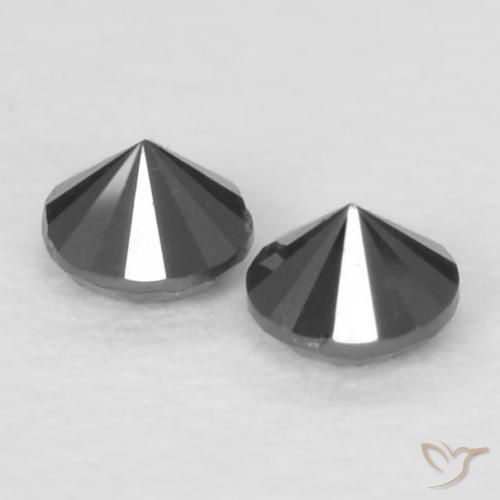 Gemme di Diamante Nero naturale da 0.09 ct, Rotondo, Opaco