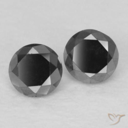 Gemme di Diamante Nero naturale da 0.11 ct, Rotondo, Opaco
