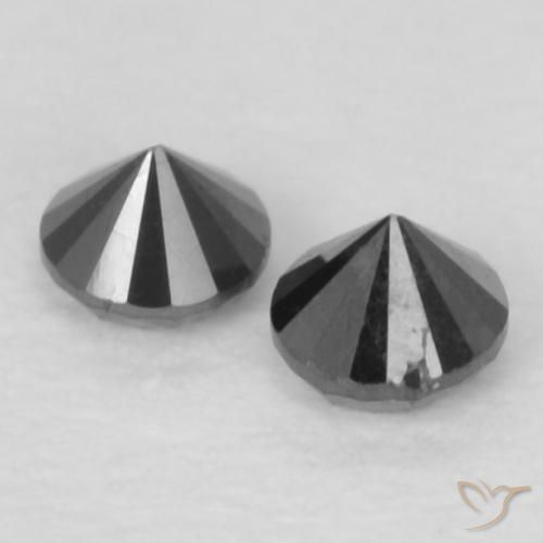 Gemme di Diamante Nero naturale da 0.11 ct, Rotondo, Opaco