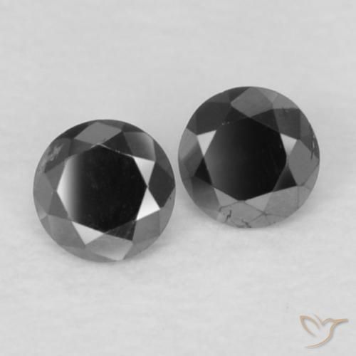 Gemme di Diamante Nero naturale da 0.07 ct, Rotondo, Opaco
