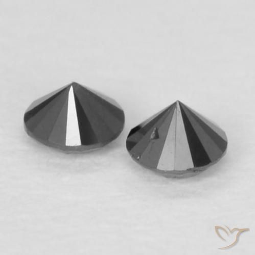 Gemme di Diamante Nero naturale da 0.07 ct, Rotondo, Opaco