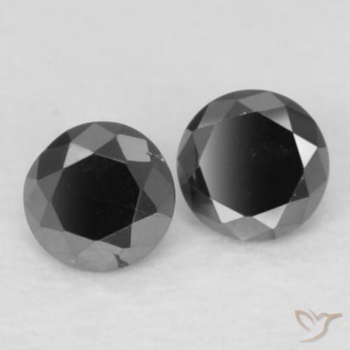 Gemme di Diamante Nero naturale da 0.09 ct, Rotondo, Opaco