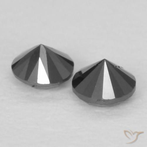 Gemme di Diamante Nero naturale da 0.09 ct, Rotondo, Opaco
