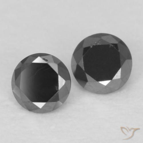 Gemme di Diamante Nero naturale da 0.08 ct, Rotondo, Opaco