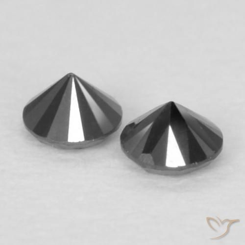 Gemme di Diamante Nero naturale da 0.08 ct, Rotondo, Opaco