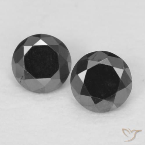 0.09ctw Naturale Nero Diamante, Rotondo, Opaco
