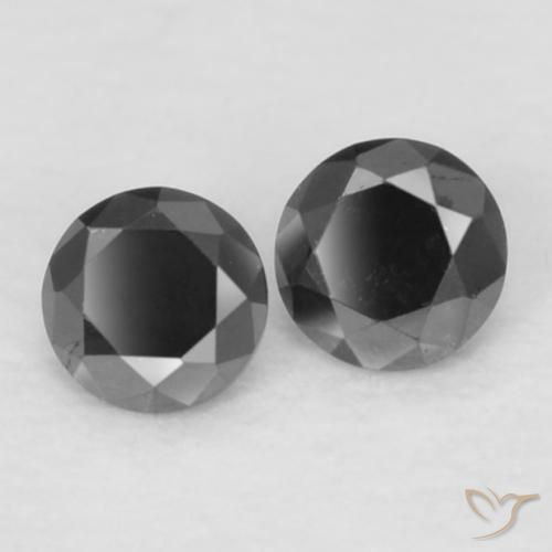 Gemme di Diamante Nero naturale da 0.09 ct, Rotondo, Opaco