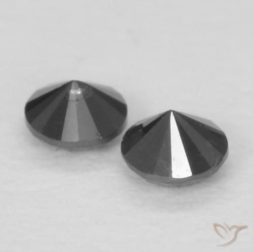 Gemme di Diamante Nero naturale da 0.09 ct, Rotondo, Opaco