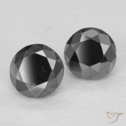 Gemme di Diamante Nero naturale da 0.11 ct, Rotondo, Opaco