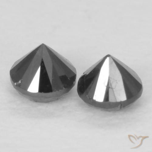 Gemme di Diamante Nero naturale da 0.11 ct, Rotondo, Opaco