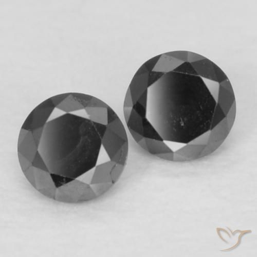 Gemme di Diamante Nero naturale da 0.09 ct, Rotondo, Opaco