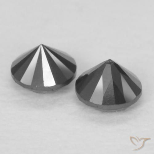 Gemme di Diamante Nero naturale da 0.09 ct, Rotondo, Opaco