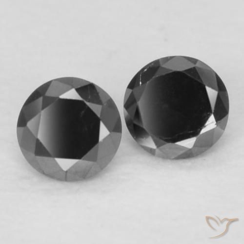 Gemme di Diamante Nero naturale da 0.09 ct, Rotondo, Opaco