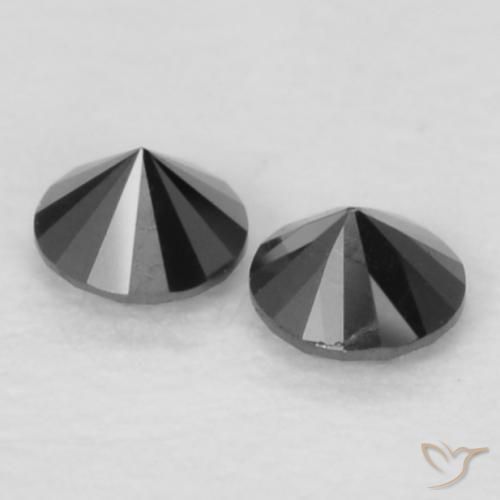 Gemme di Diamante Nero naturale da 0.09 ct, Rotondo, Opaco