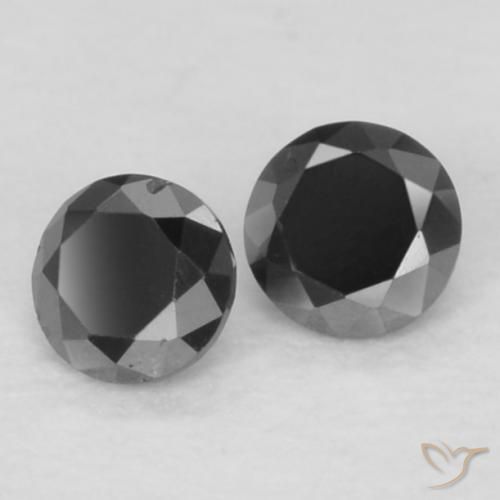 Gemme di Diamante Nero naturale da 0.08 ct, Rotondo, Opaco