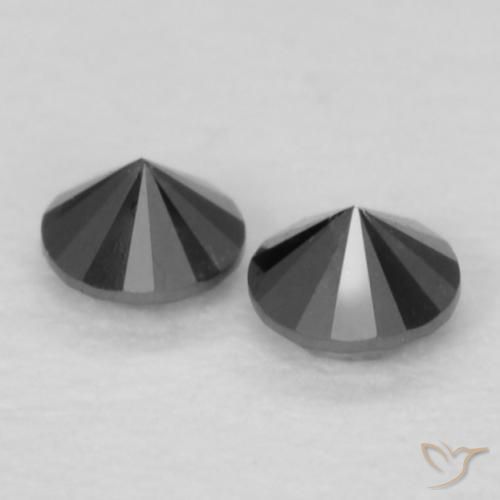 Gemme di Diamante Nero naturale da 0.08 ct, Rotondo, Opaco