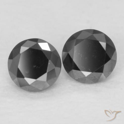 Gemme di Diamante Nero naturale da 0.09 ct, Rotondo, Opaco
